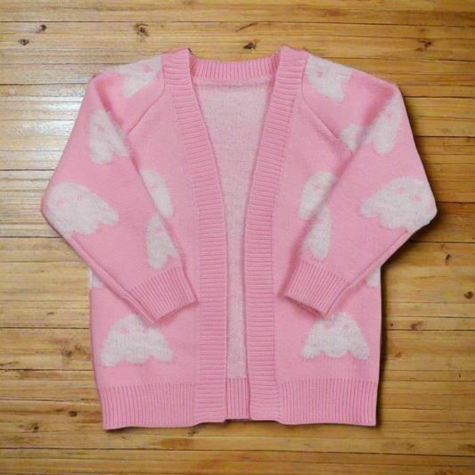 Pink Fall Girls Ghost sweater cardigan