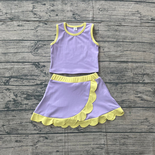 Purple and yellow scalloped set girls