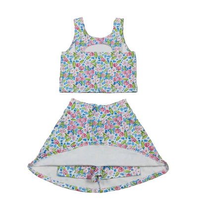 Floral skirt set girls athletic