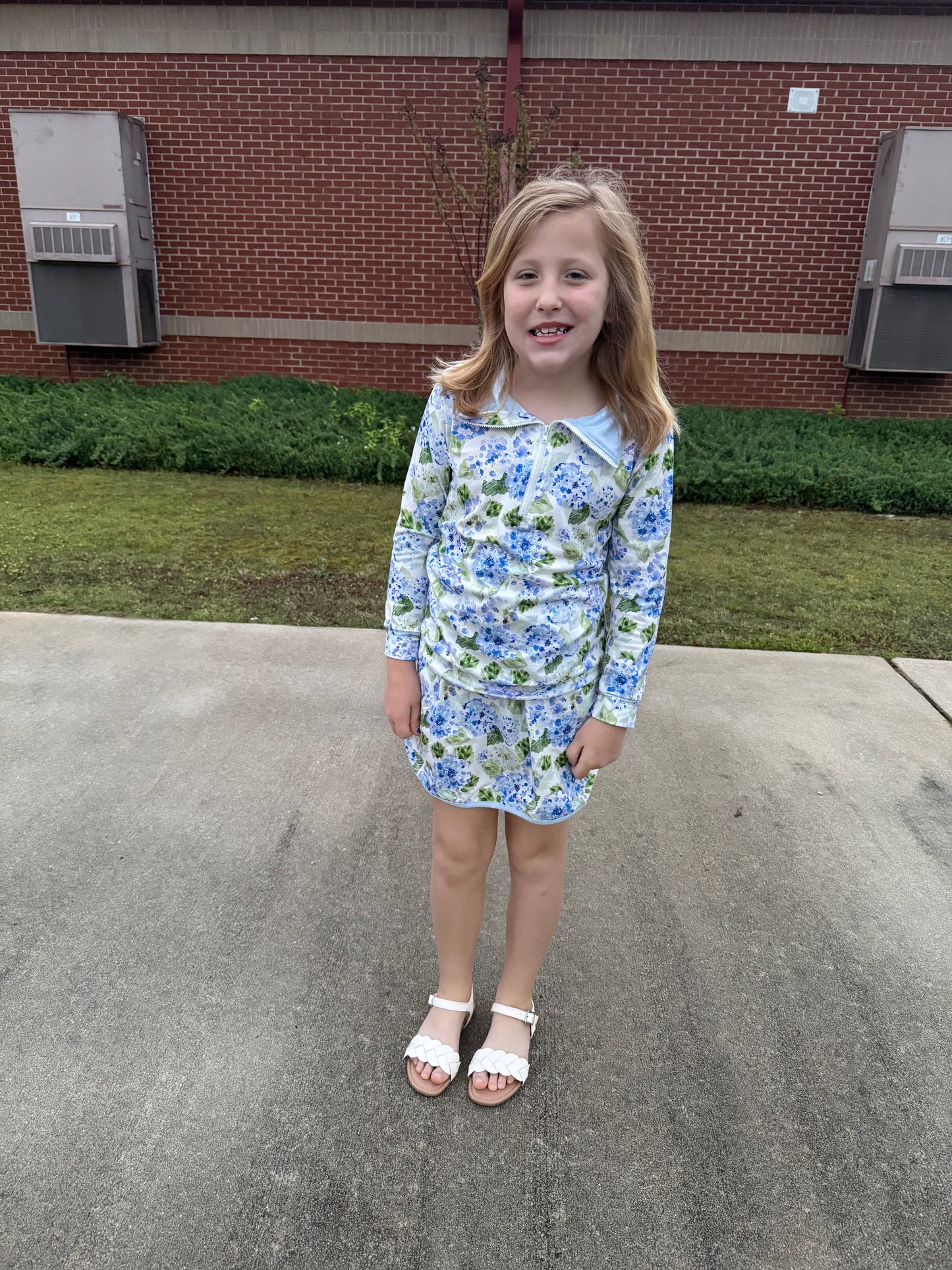 Fall Girls pullover floral skirt set