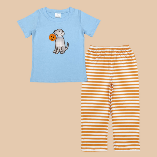 Boys puppy dog jack o lantern fall set