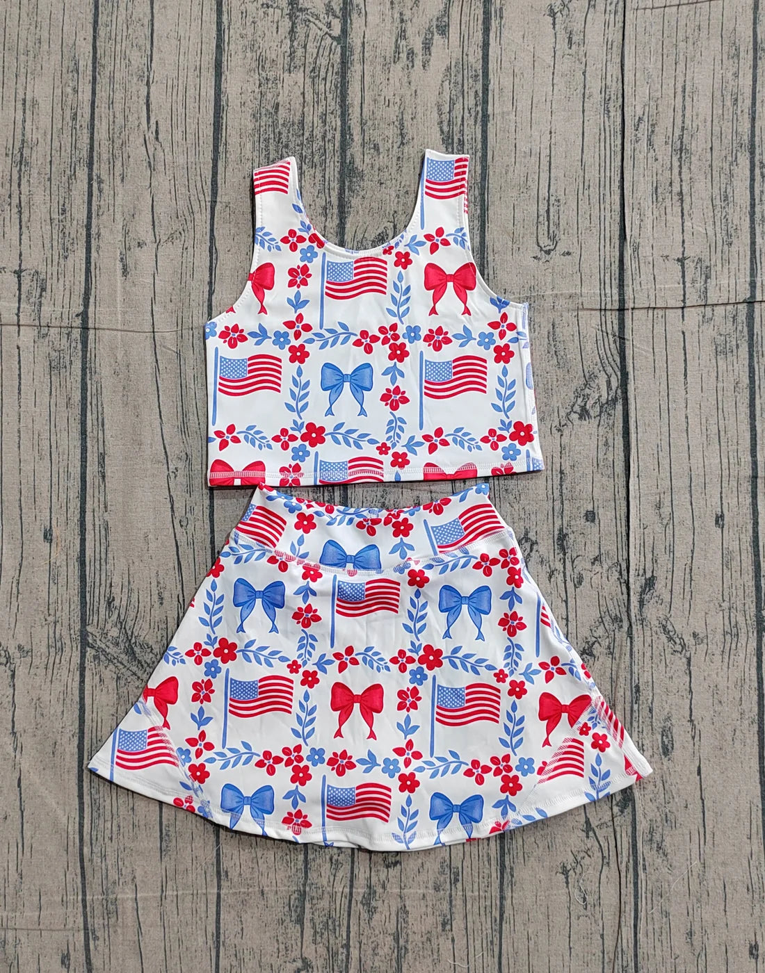 Red white and blue set girls athletic