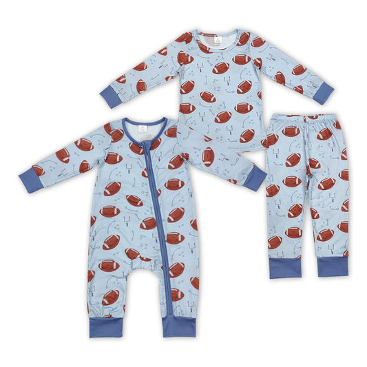 Football blue boys Loungewear pajamas pjs bamboo