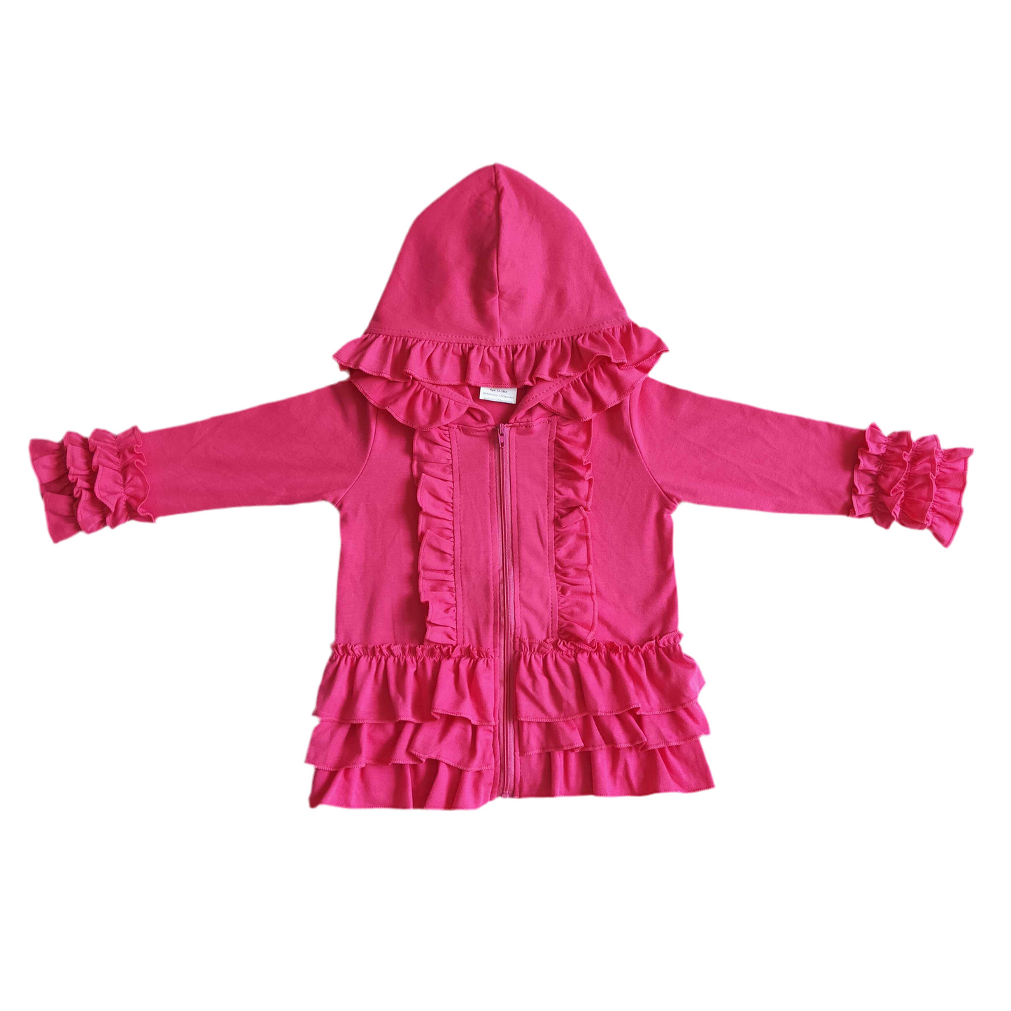 Ruffle jacket girls black red navy hot pink