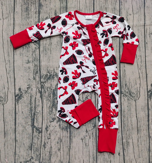 Girls red zippy football cheer sports baby fall