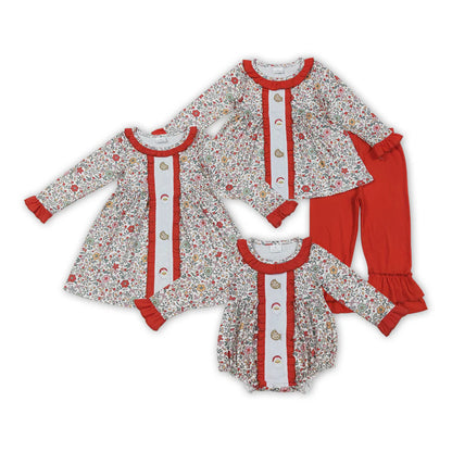 Christmas Santa cookies girls set, dress, romper