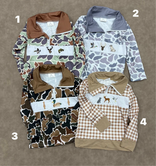 Embroidered pullovers camo boys fall
