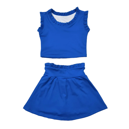 Royal blue skirt set girls athletic