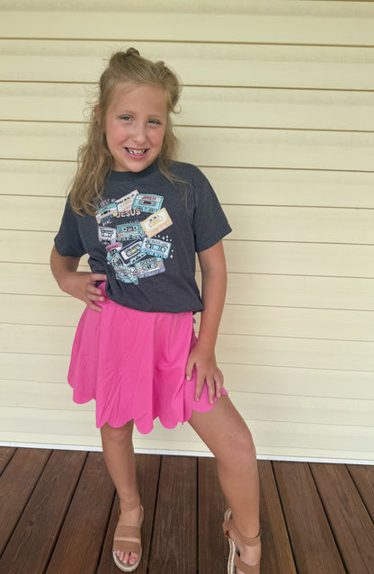Scalloped skorts/skirts girls pink purple blue athletic