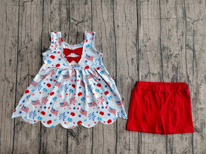 Red bow back summer popsicle/ America  set girls