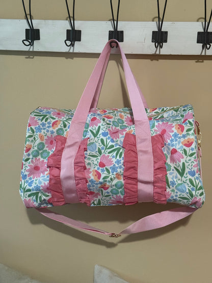 Ruffle duffle bag spend the night bag sleepover gym bag weekender over night bag girls