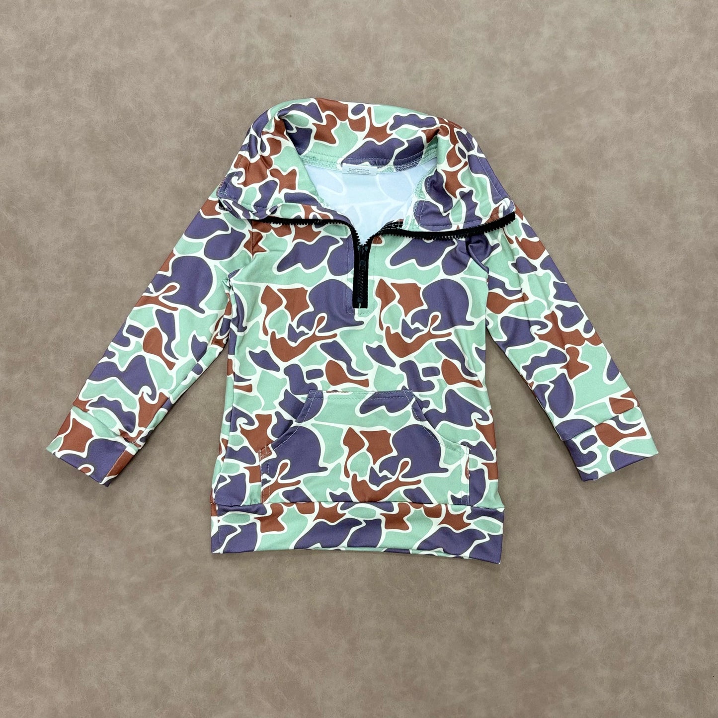 Camo pullovers 3/4 zip boys girls fall