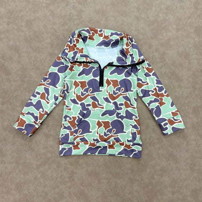Camo pullovers 3/4 zip boys girls fall