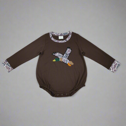 Camo duck bubble romper boys