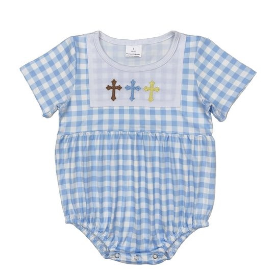 Easter cross boys bubble romper 2
