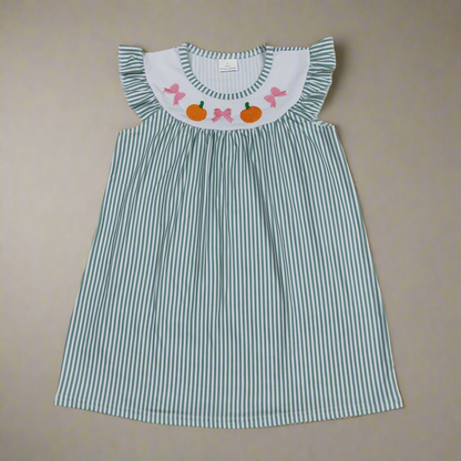 Fall pumpkin bow dress girls
