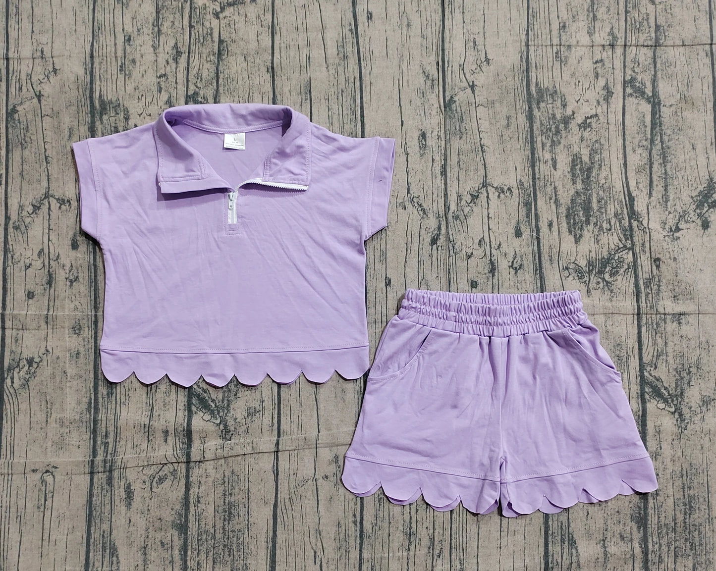 Scalloped zip set girls