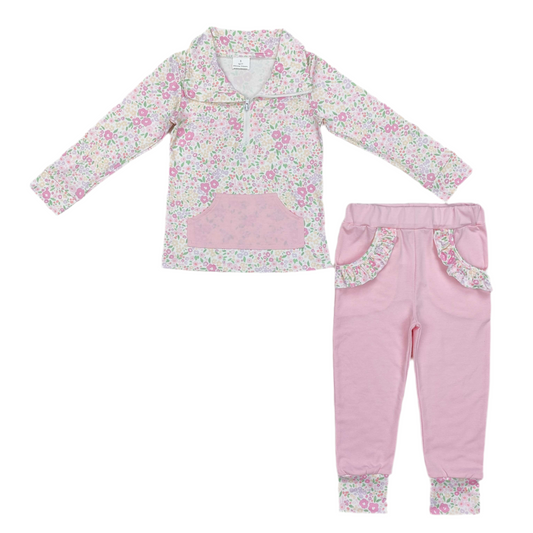 Pullover Ruffle pants set girls floral