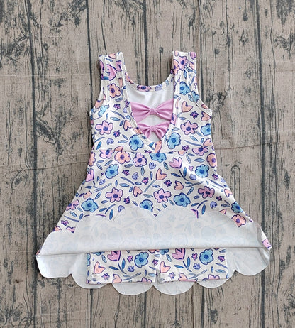 Floral bow back athletic dress girls