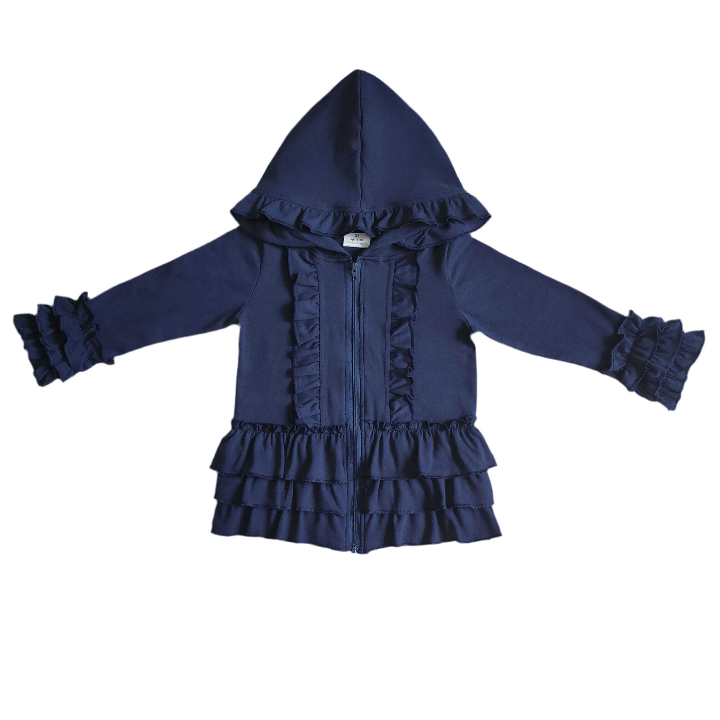 Ruffle jacket girls black red navy hot pink