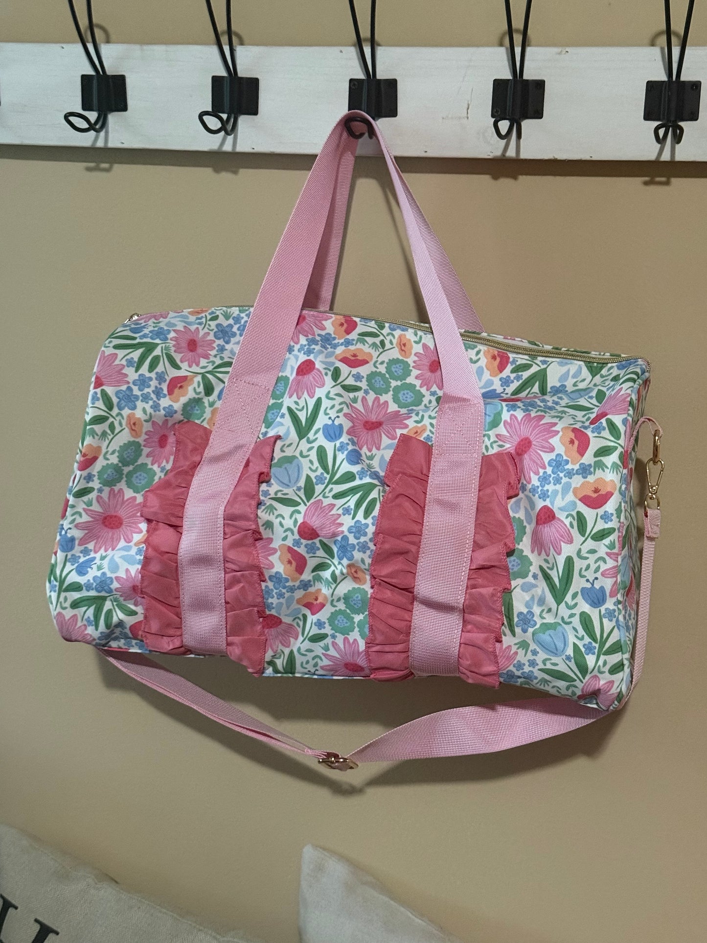 Ruffle duffle bag spend the night bag sleepover gym bag weekender over night bag girls