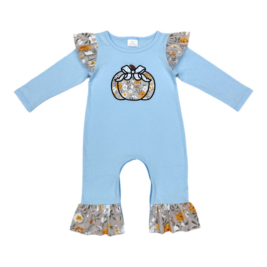 Pumpkin romper fall girls