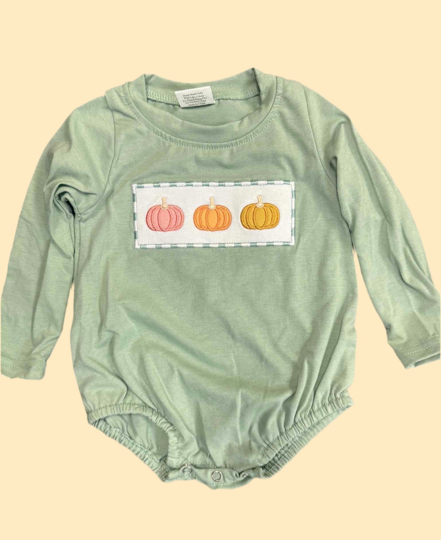 Boys fall pumpkin romper bubble