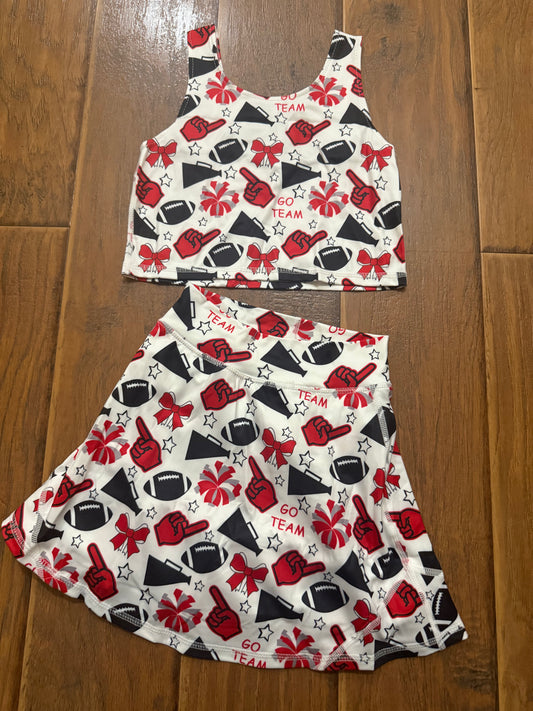 Red and black skirt set girls athletic