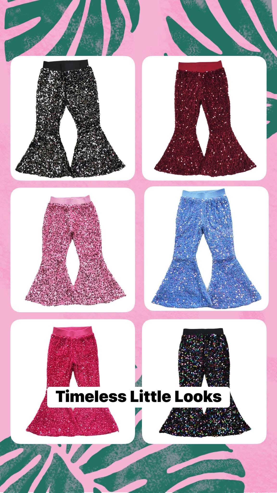 Sparkle sequin flare pants girls