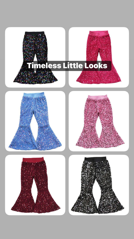 Sparkle sequin flare pants girls