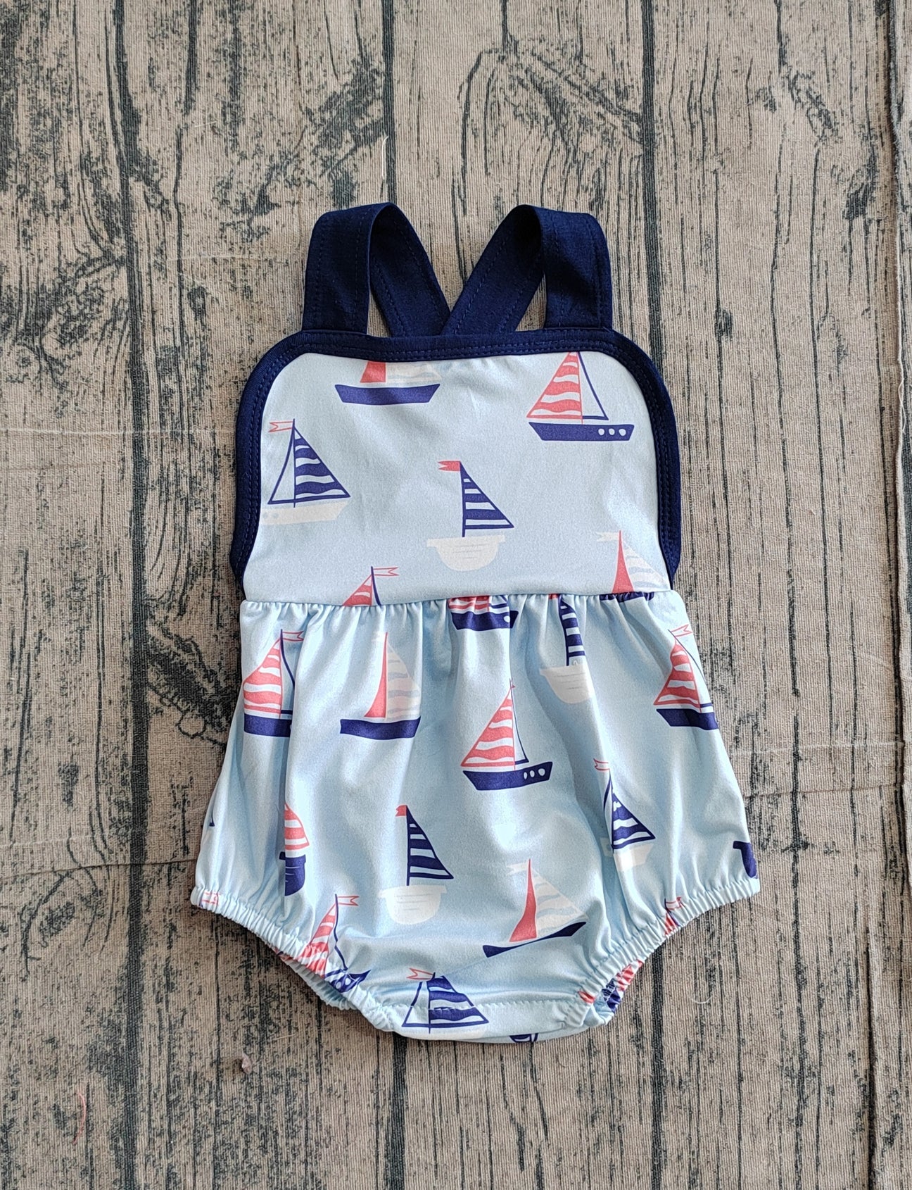 Sailboat boys bubble romper