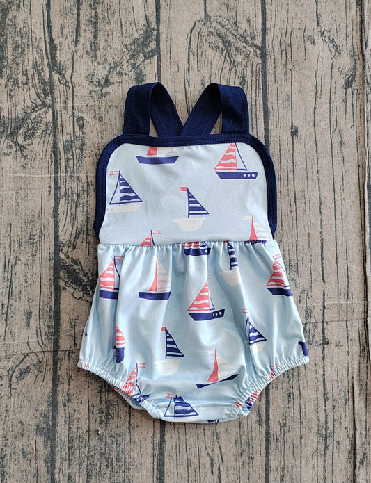 Sailboat boys bubble romper