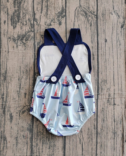 Sailboat boys bubble romper