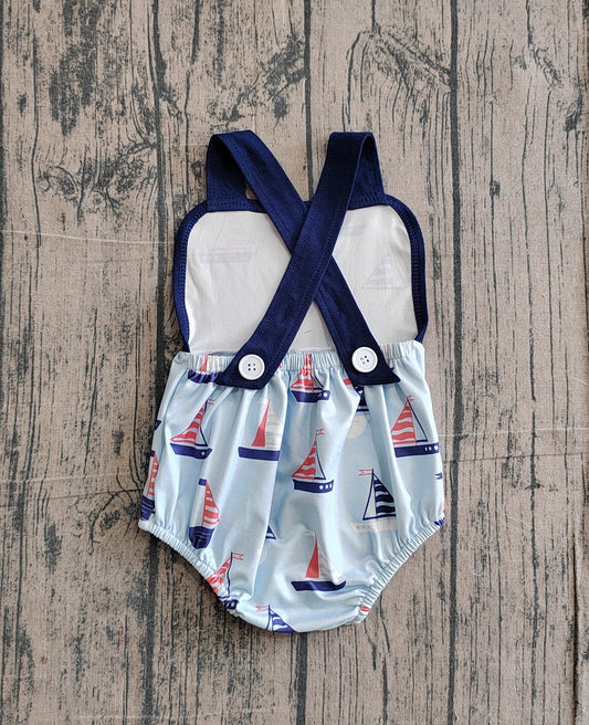 Sailboat boys bubble romper