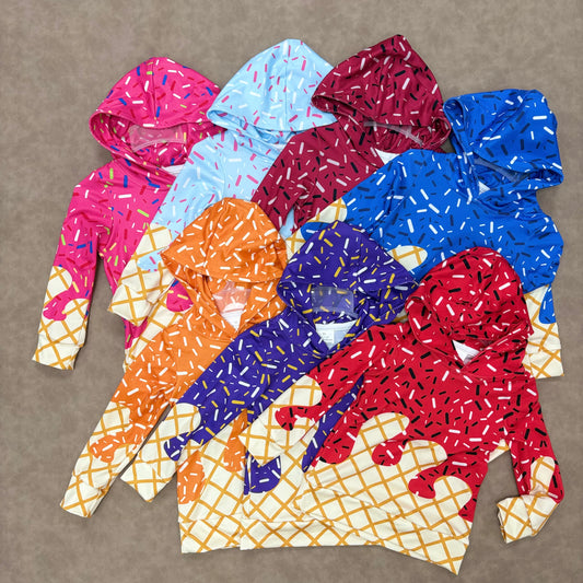 Ice cream drip baseball hoodies pullovers boys girls