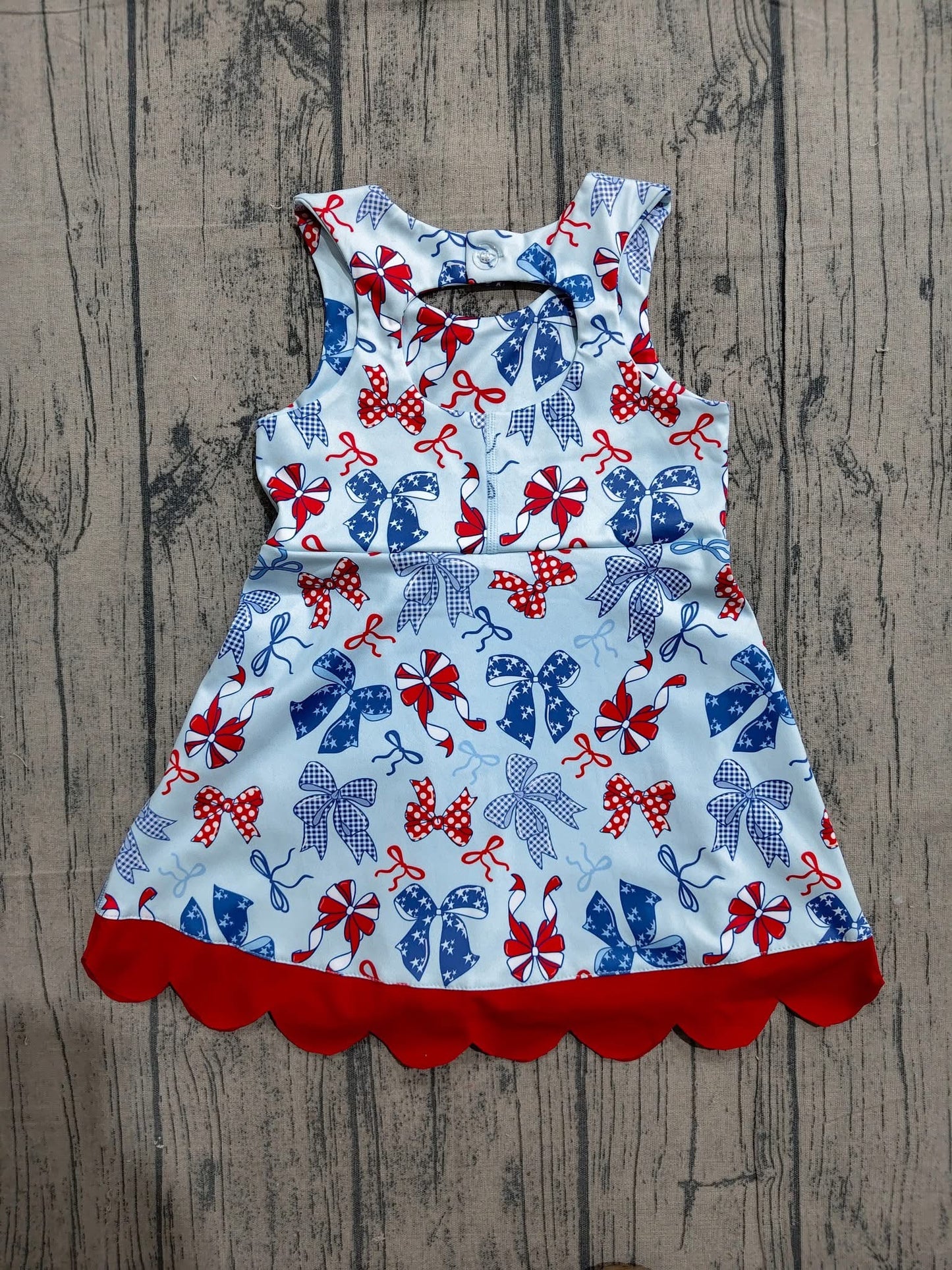 Red white and blue bow athletic dress girls