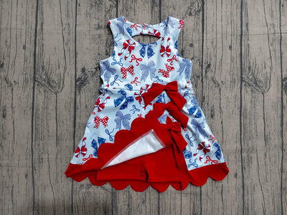 Red white and blue bow athletic dress girls