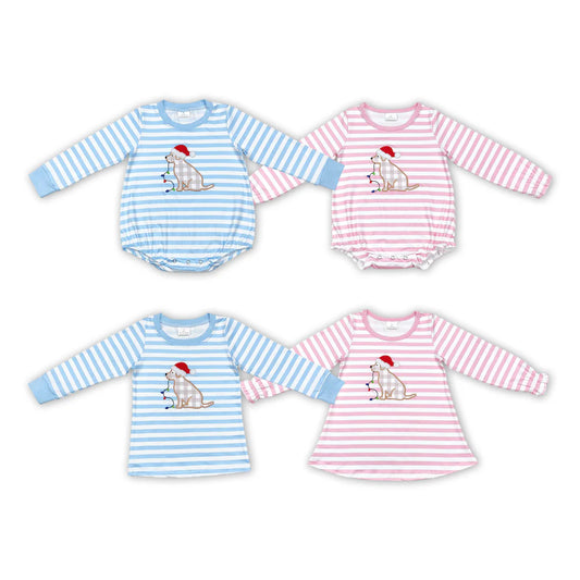 Christmas Santa hat puppy dog shirts and bubbles girls and boys
