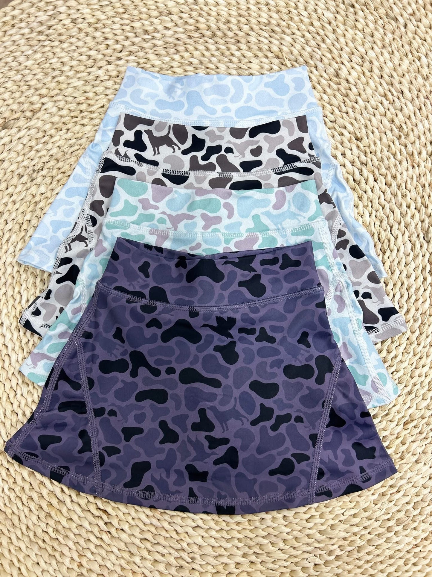 Camo skirts – skorts– built-in shorts, girls