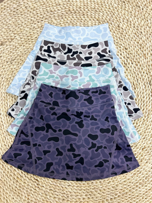 Camo skirts – skorts– built-in shorts, girls