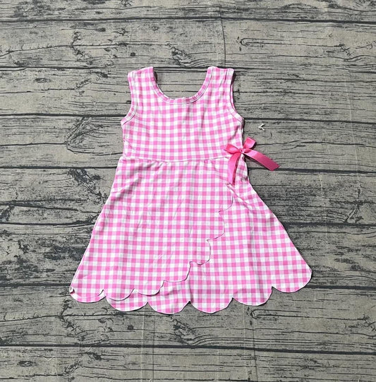 Pink gingham athletic dress girls