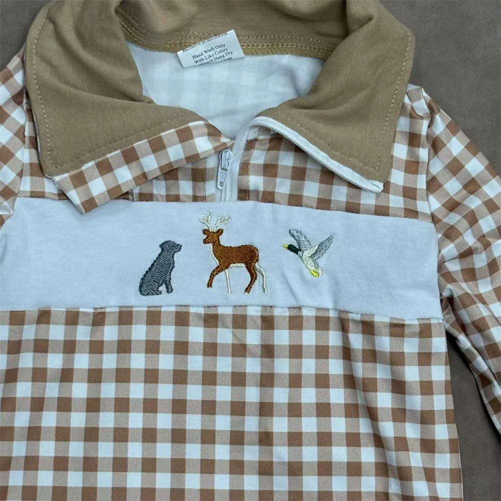 Embroidered pullovers camo boys fall