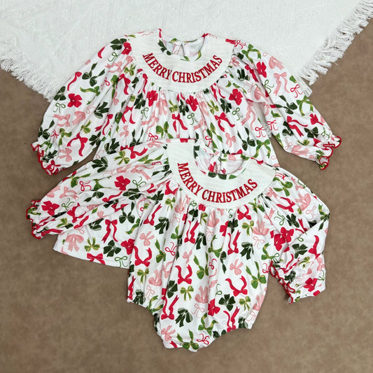 Merry Christmas bubble girls winter bows