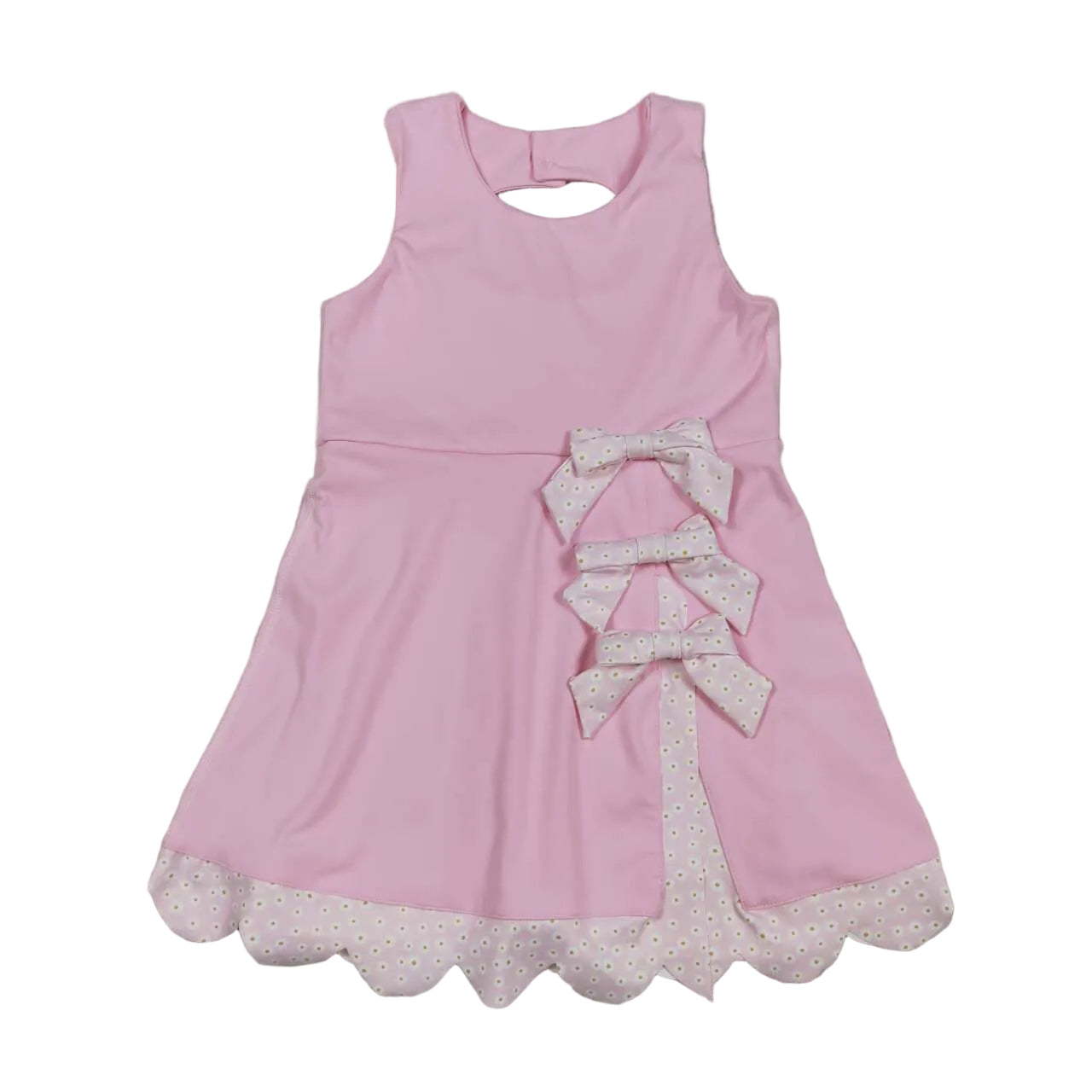 Pink floral bow dress girls