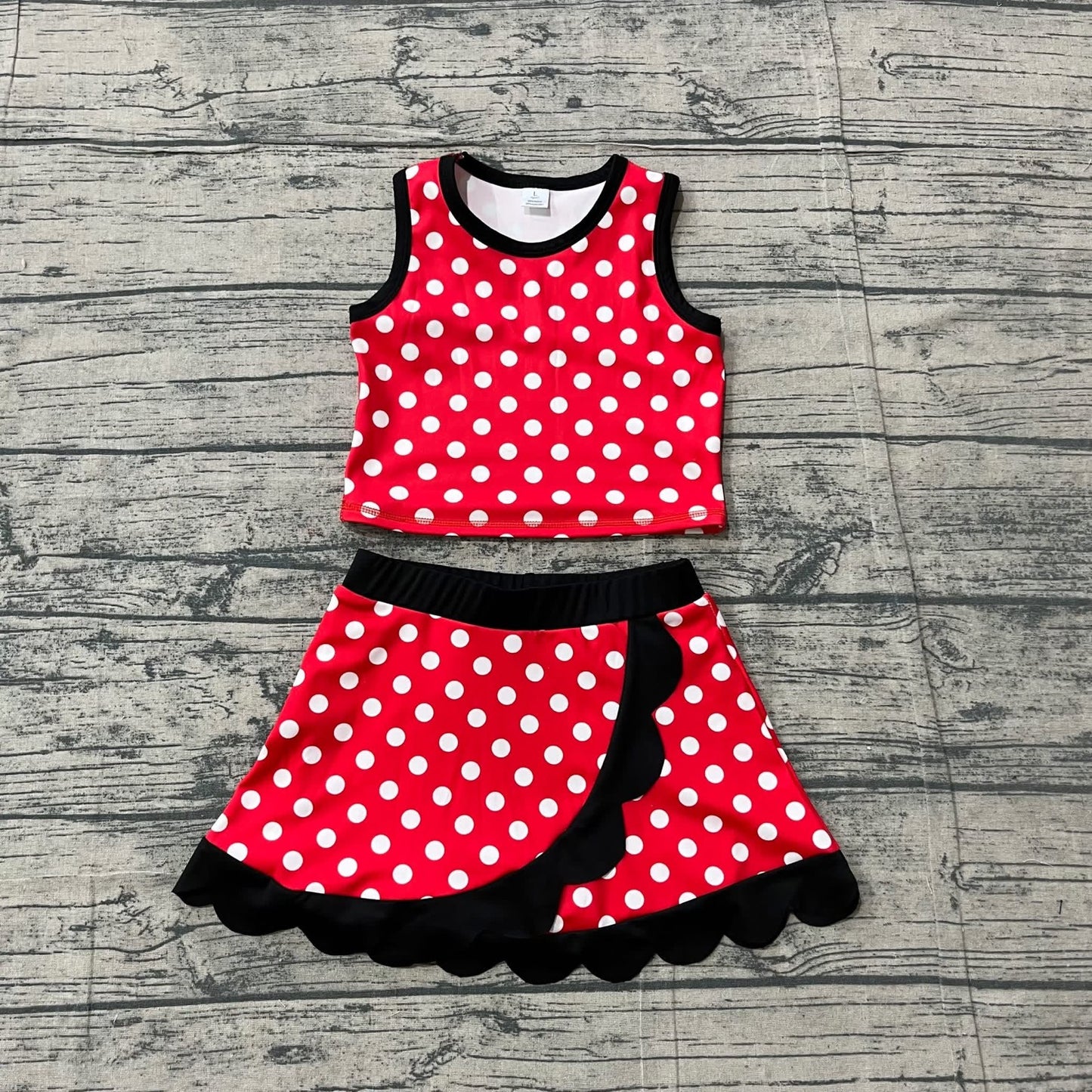 Red black polka dot mouse set girls