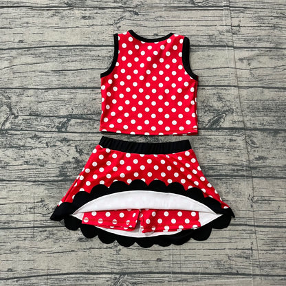 Red black polka dot mouse set girls