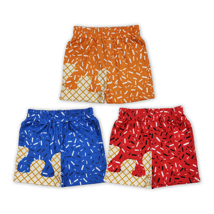 Boys ice cream shorts orange red royal blue and light blue (shorts only)