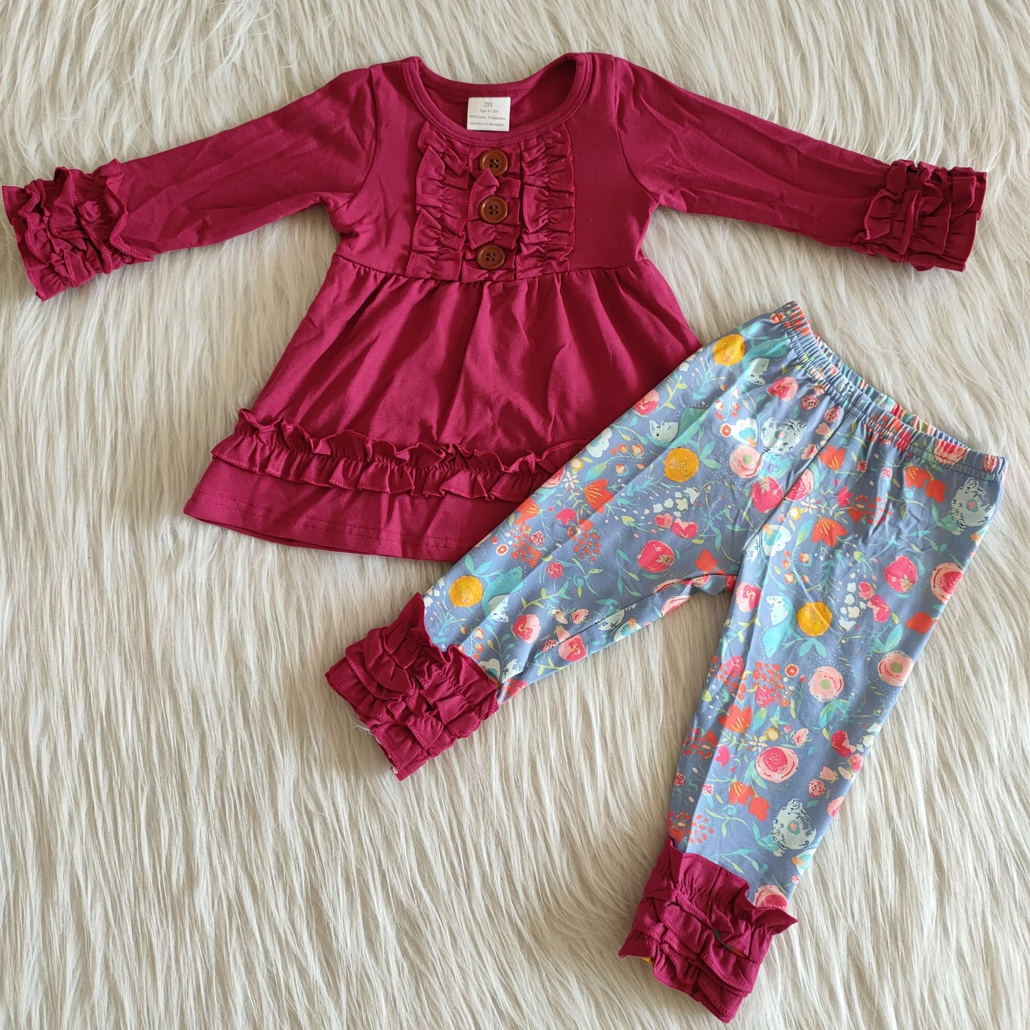 Fall ruffle pants girls set