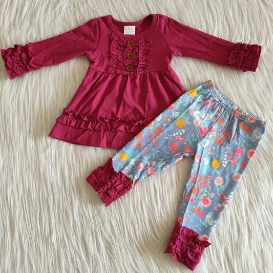 Fall ruffle pants girls set